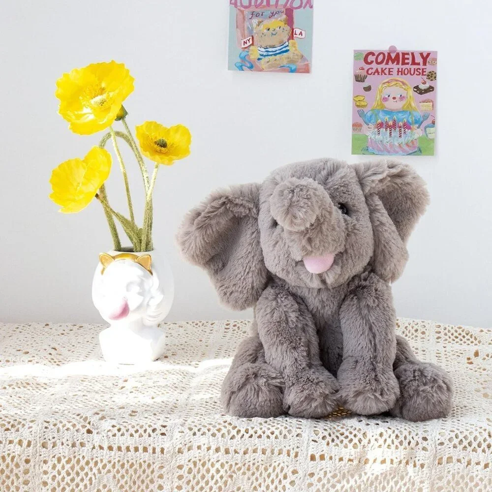 Adorable Pink Plush Calf Elephant Toy Floppy Elephish Ultra Soft Stuffed Animal